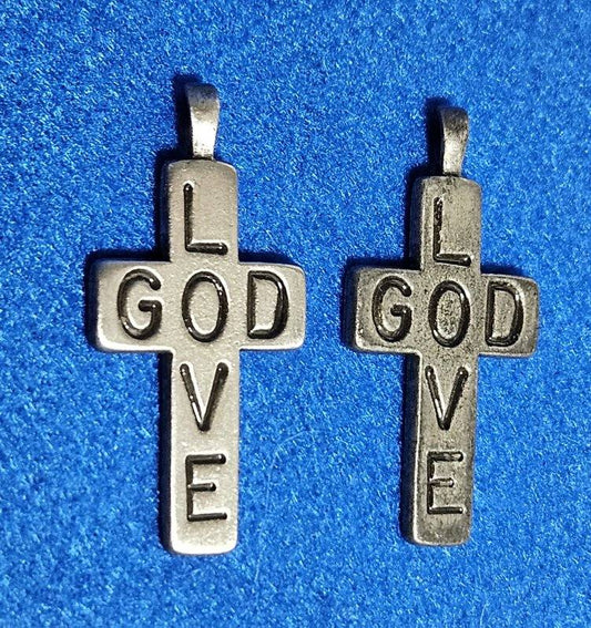 Love God Cross necklace pewter