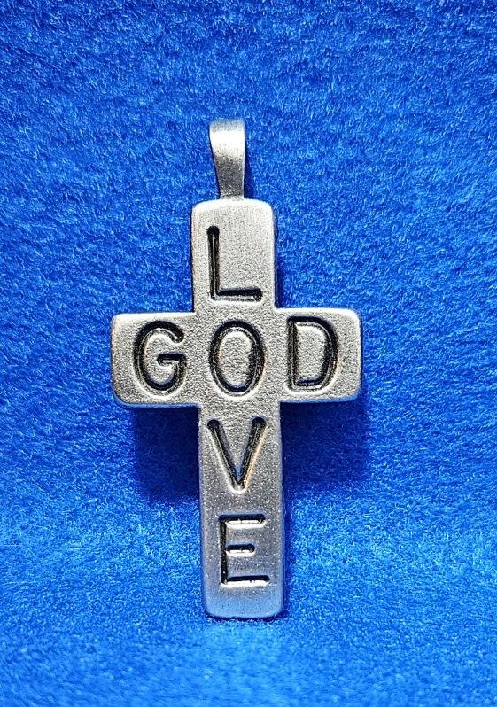 Love God Cross necklace pewter