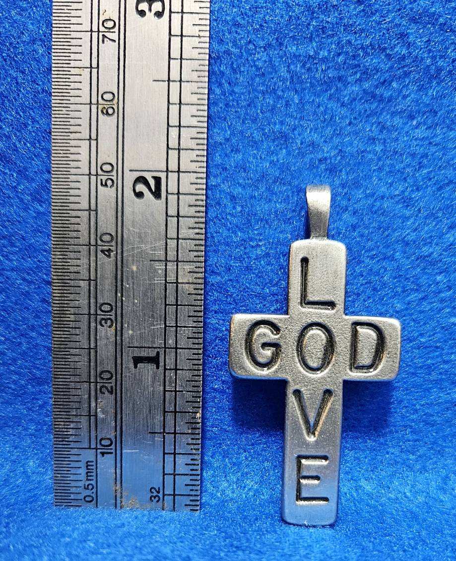 Love God Cross necklace pewter