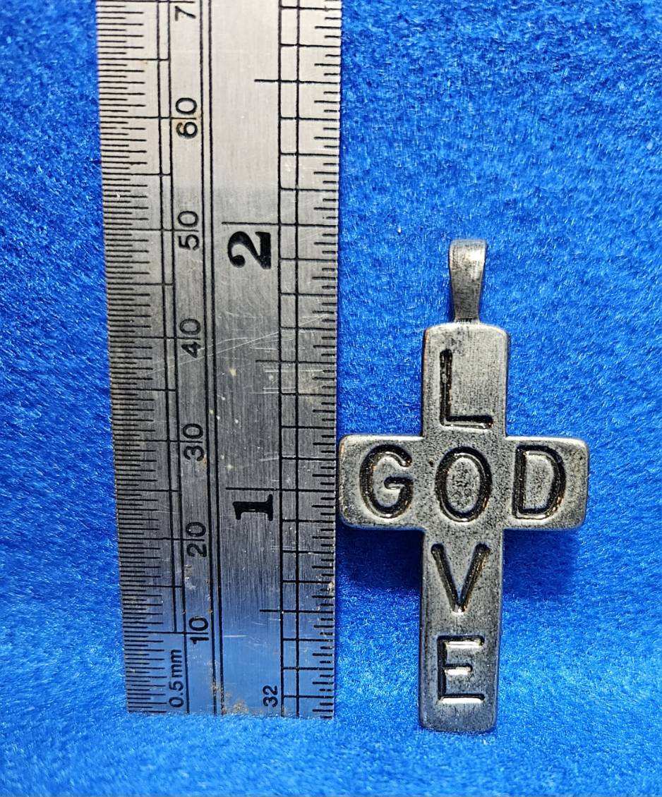 Love God Cross necklace pewter