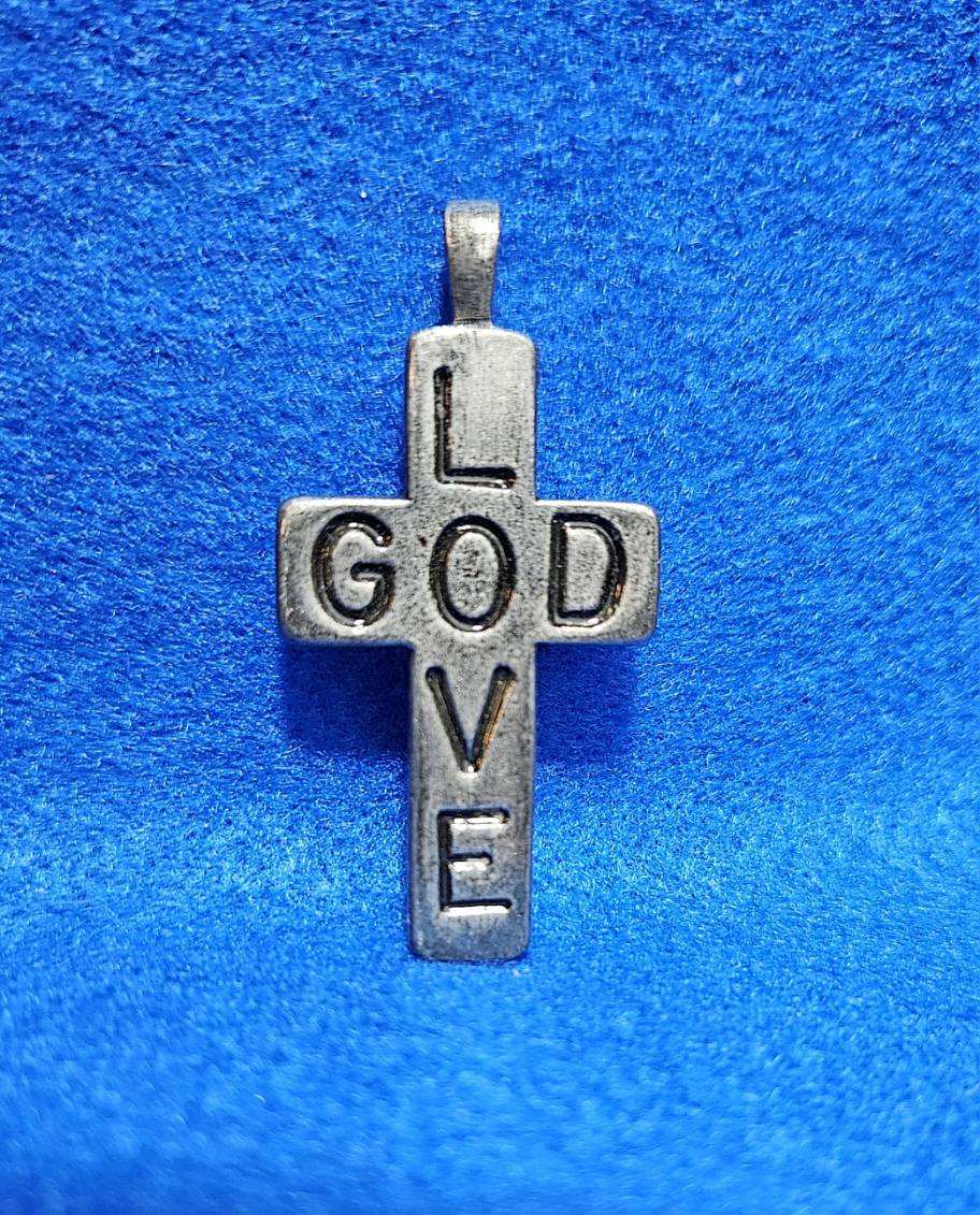 Love God Cross necklace pewter