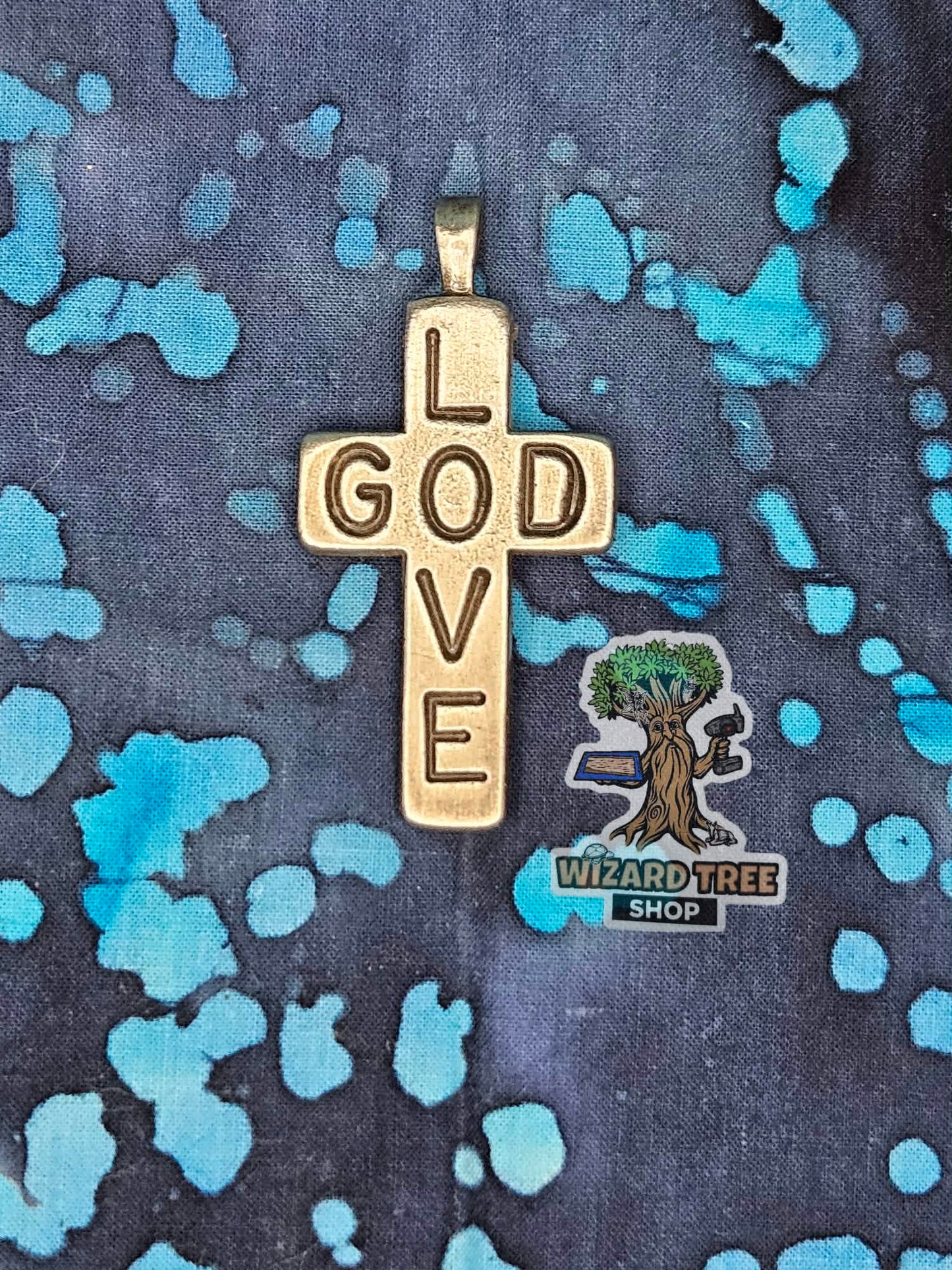 Love God Cross necklace pewter