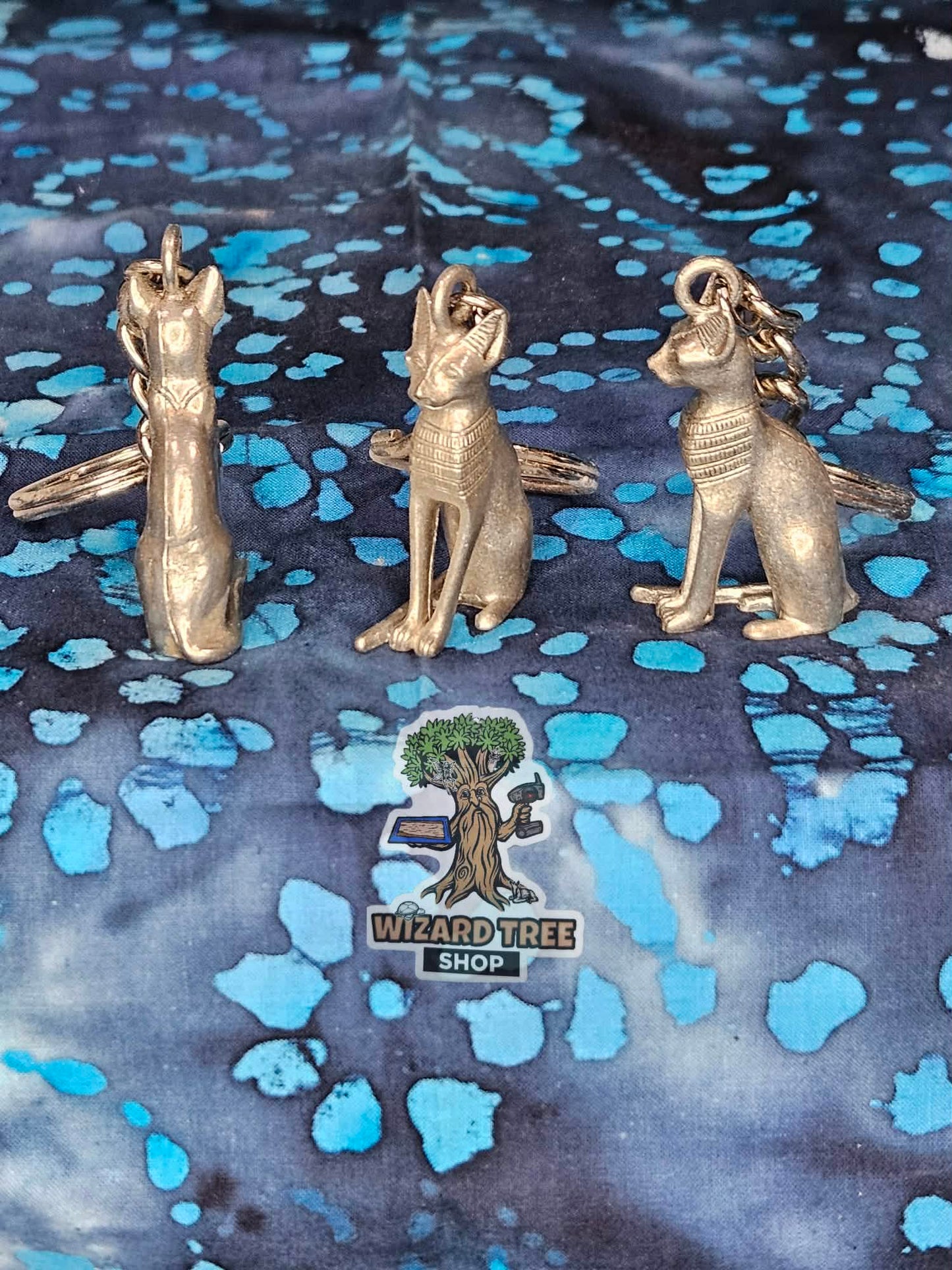 Pewter Egyptian Cat Keychain